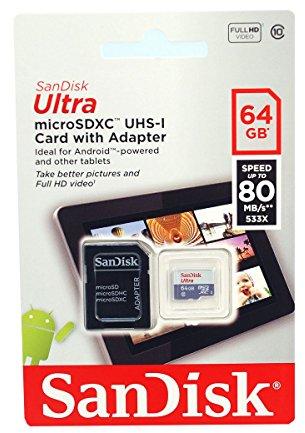 Atminties kortelė Sandisk Ultra microSDXC UHS-I 64GB