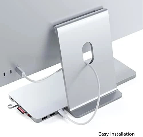 Satechi Slim Dock, skirtas iMac 24" USB-C (USB-C 10Gb, USBA-A 10Gb, 2x USB-A, mikro/SD kortelių skaitytuvas, NVMe SATA lizdas) (sidabrinė)
