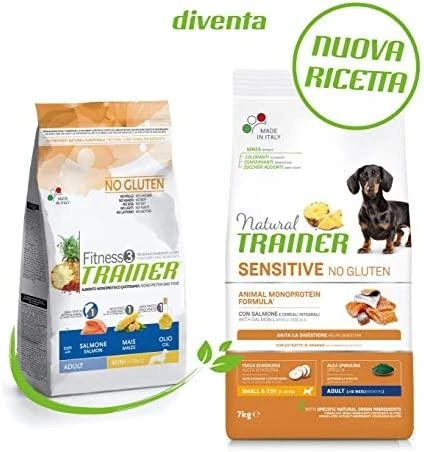Natural Trainer ADULT DOG SENSITIVE be gliuteno MINI su lašiša 7kg