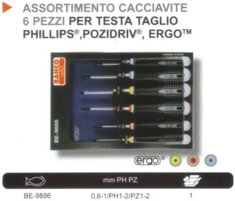 Bahco Atsuktuvų rinkinys ERGO™ 6 vnt - PH1/2; PZ1/2; SL3,5/5,5