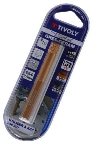 Deimantinis grąžtas plytelėms ir marmurui TIVOLY, su parafinu, "Heavy duty", šešiakampis kotelis (Ø) 6 mm