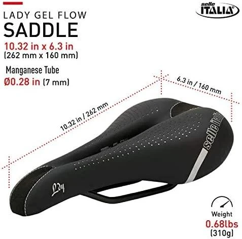 Selle Italia balnas PARDUODA ITALIA LADY GEL FLOW L (id atitikimas - L2) Mangane Tube 7, fiber-tek, 310g juoda (NAUJA)