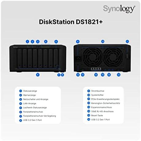 Serveris Synology Sinologija | Bokštas NAS | DS1821+ | Iki 8 HDD/SSD Hot-Swap | AMD Ryzen | „Ryzen V1500B Quad Core“ | Procesoriaus dažnis 2,2 GHz | 4 GB | DDR4