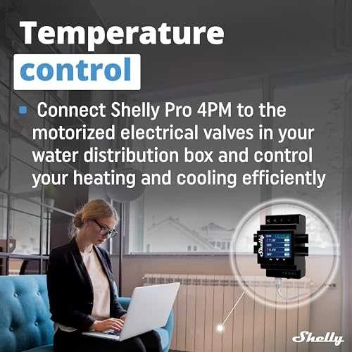 Shelly Pro 4PM 4 kanalų DIN bėgio relė jungiklis su Wi-Fi, LAN ir Bluetooth ryšiu