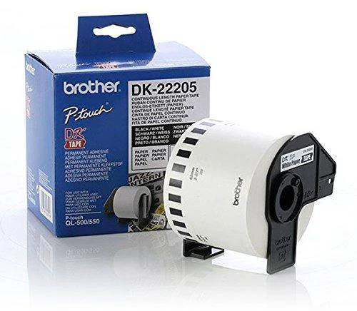Brother Brolis | DK-22205 ištisinio ilgio popierinė etiketė | Baltas | DK | 30,5 m