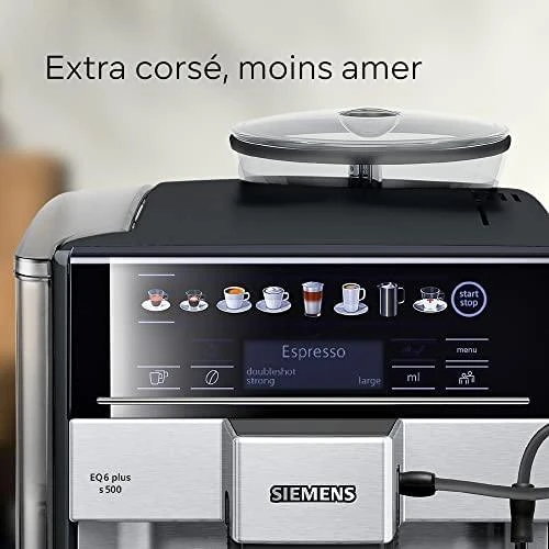 SIEMENS Kavos aparatas TE655203RW Slėgis 15 bar, Su pieno plakikliu, Automatinis, 1500 W, Juodas/ stainless steel