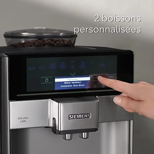 SIEMENS Kavos aparatas TE655203RW Slėgis 15 bar, Su pieno plakikliu, Automatinis, 1500 W, Juodas/ stainless steel