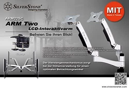 Silverstone SST-ARM22SC - laikiklis 2 monitoriams