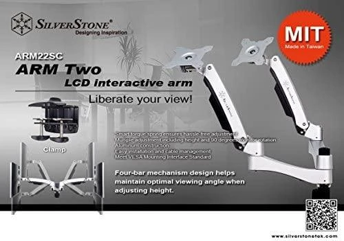 Silverstone SST-ARM22SC - laikiklis 2 monitoriams