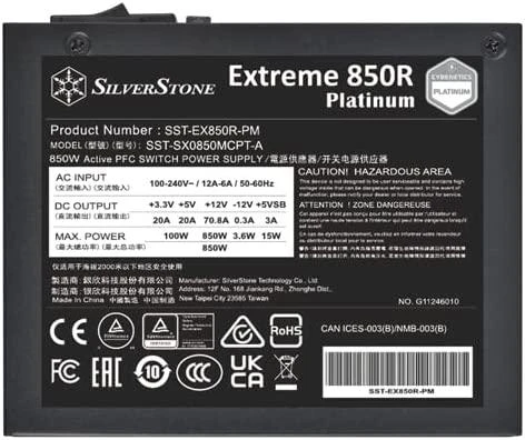 „SilverStone SST-EX850R-PM Extreme SFX“ maitinimo šaltinis Platinum - 850 vatų