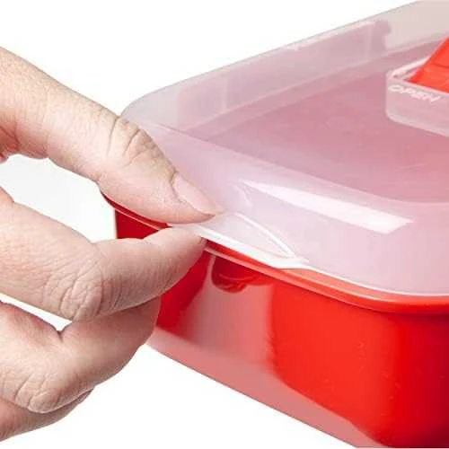 Sistema Stačiakampė mikrobangų krosnelėje šildoma priešpiečių dėžutė, 1,25 l, raudona