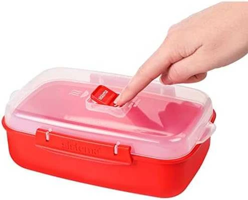 Sistema Stačiakampė mikrobangų krosnelėje šildoma priešpiečių dėžutė, 1,25 l, raudona