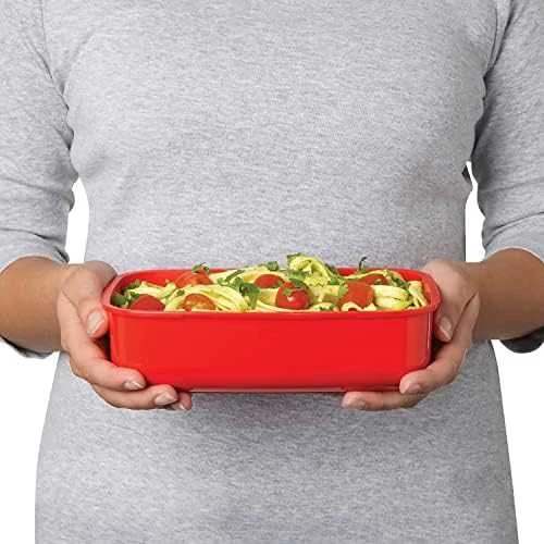 Sistema Stačiakampė mikrobangų krosnelėje šildoma priešpiečių dėžutė, 1,25 l, raudona