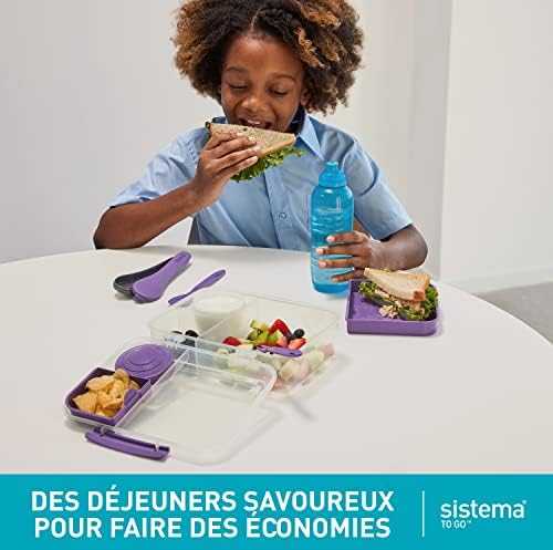 Sistema Bento To Go 1650ml: Dėžutė maistui su 5 skyreliais ir puodeliu