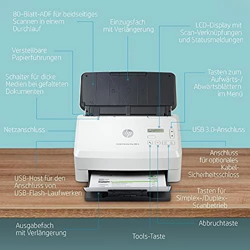Hewlett Packard (HP) Skeneris HP Scanjet Enterprise Flow 5000 s5 lapų tiekimo skaitytuvas