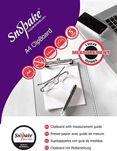 Sztuka Rodzinna Snopake 15788 - Portablocco metallico formato A4, con clip resistente e guide di misurazione, colore: Argento metallizzato