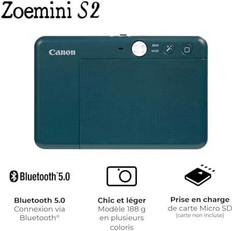 Canon Zoemini S2 mažų nuotraukų spausdintuvas ir fotoaparatas, Tamsiai žalsvai mėlynas