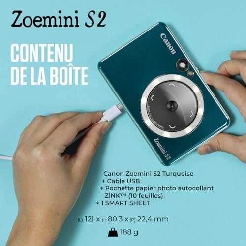 Canon Zoemini S2 mažų nuotraukų spausdintuvas ir fotoaparatas, Tamsiai žalsvai mėlynas