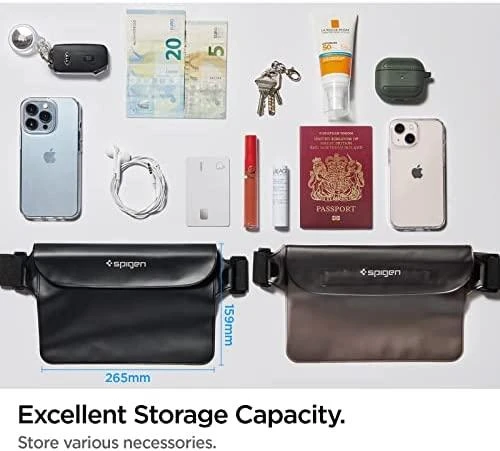 Spigen Aqua Shield A621 vandeniui atsparus dėklas hip bag + floating – juodas