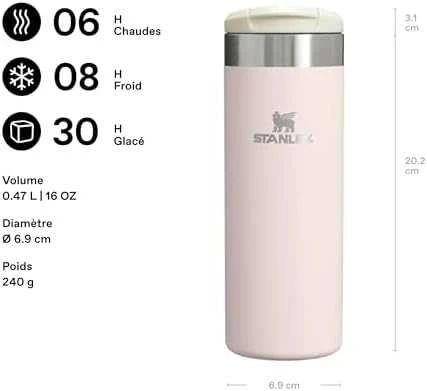 Termopuodelis Stanley Aerolight Transit, 0,47 l, Rožino kvarco spalvos