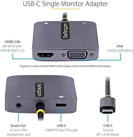 StarTech USB-C adapteris su HDMI ir VGA jungtimis