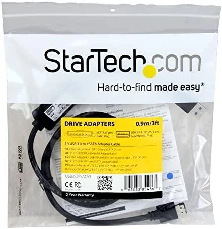 Kabelis USB StarTech USB-A - eSATA 1 m Juodas (USB3S2ESATA3)