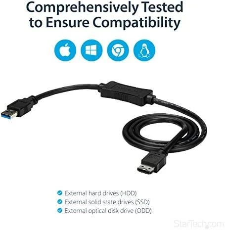 Kabelis USB StarTech USB-A - eSATA 1 m Juodas (USB3S2ESATA3)