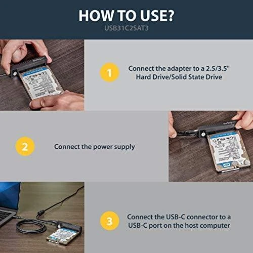 Kieszeń StarTech USB-C 3.2 Gen 2 - 2.5''/3.5'' SATA (USB31C2SAT3)