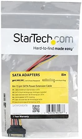 StarTech SATA 15 kontaktų – SATA 15 kontaktų, 0,2 m, daugiaspalvis (SATAPOWEXT8)