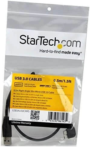 Kabelis USB StarTech USB-A - micro-B 0,5 m Juodas (USB3AU50CMRS)