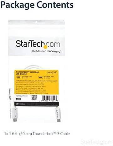 USB kabelis StarTech USB-C – USB-C 0,5 m baltas (TBLT34MM50CW)