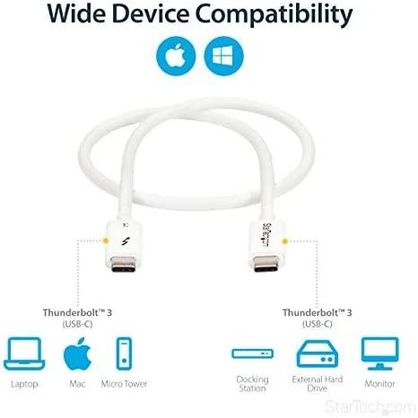 USB kabelis StarTech USB-C – USB-C 0,5 m baltas (TBLT34MM50CW)
