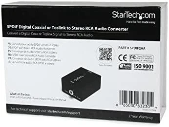 Adapteris AV StarTech Toslink - RCA (Cinch) juodas (SPDIF2AA)