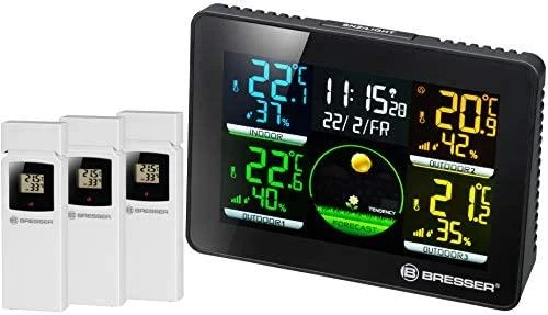 BRESSER Quadro NLX - Termometras / Higrometras su 3 lauko jutikliais