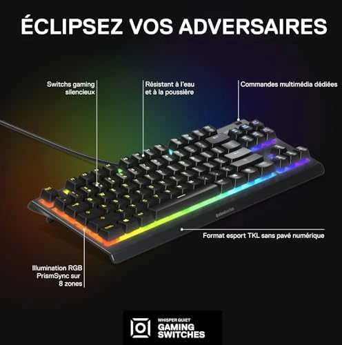 Žaidimų klaviatūra SteelSeries Apex 3 TKL, US kalba, Juodos spalvos