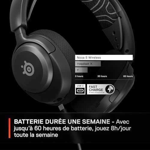 Belaidės žaidimų ausinės SteelSeries Arctis Nova 5, Juodos spalvos