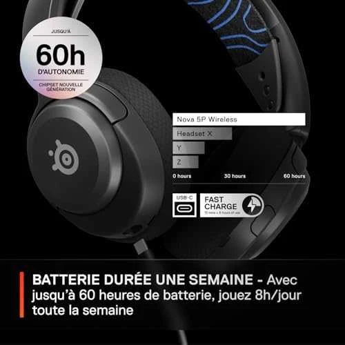 Belaidės žaidimų ausinės SteelSeries Arctis Nova 5P, Juodos spalvos