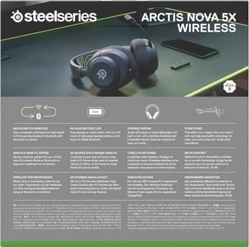 SteelSeries | Ausinės Žaidimams | Arctis Nova 5X | Bluetooth | Over-Ear | Mikrofonas | Belaidės | Juodas