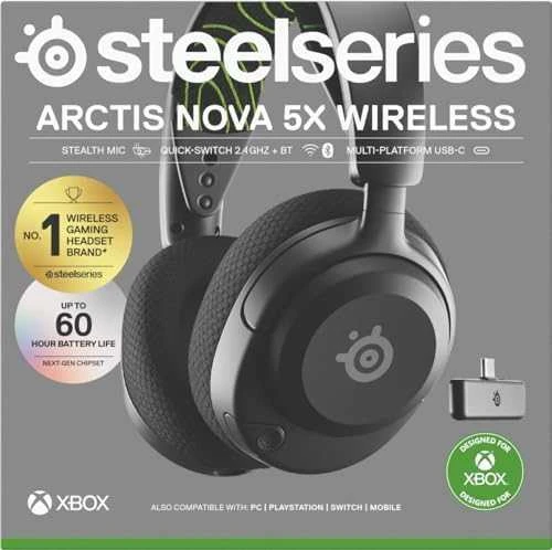 SteelSeries | Ausinės Žaidimams | Arctis Nova 5X | Bluetooth | Over-Ear | Mikrofonas | Belaidės | Juodas
