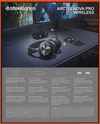 Belaidės ausinės žaidimams SteelSeries Arctis Nova Pro, Skirta PC ir PlayStation, Juodos spalvos