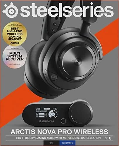 Belaidės ausinės žaidimams SteelSeries Arctis Nova Pro, Skirta PC ir PlayStation, Juodos spalvos