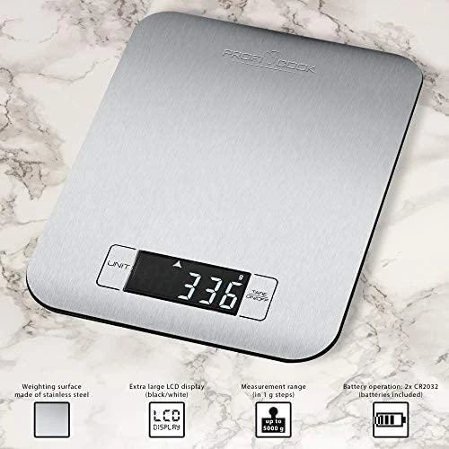 Virtuvinės svarstyklės Clatronic ProfiCook PC-KW 1061 Juodas, Nerūdijantis plienas Rectangle Electronic kitchen scale