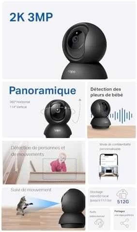 TP-LINK | Namų apsaugos Wi-Fi kamera su pasukama/pakreipiama funkcija | Tapo C211 | PTZ | 3 MP | 3,83 mm | H.264 | Micro SD, maks. 512 GB