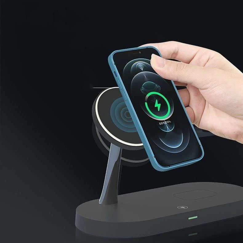 Belaidis įkroviklis 3in1 MagSafe Quick Charge Tech-Protect A12 juodos spalvos