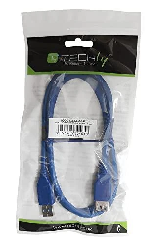 Kabelis USB Techly USB-A - USB-A 3 m Mėlyna (ICOC-U3-AA-30-EX)