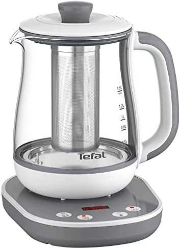 TEFAL BJ551B10 | Tea Virdulys | 1400 W | 1.5 L | Glass | 360° rotational base | Baltas/Pilkas