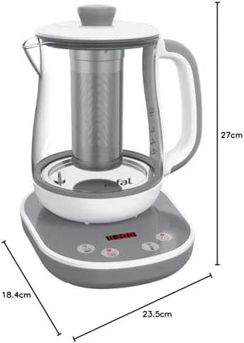 TEFAL BJ551B10 | Tea Virdulys | 1400 W | 1.5 L | Glass | 360° rotational base | Baltas/Pilkas