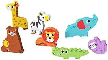 Tooky Toys TOOKY TOY medinis Montessori dėlionės gyvūnams fermai dera su formomis