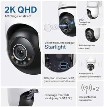 TP-LINK | Pan/Tilt Security Wi-Fi kamera | Tapo C520WS | Kupolas | 4 MP | 3,18 mm/F1,6 | IP66 | H.264 | „MicroSD“, iki 512 GB