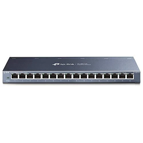 Šakotuvas TP-LINK 16 prievadų Gigabit stalinio kompiuterio jungiklis RJ45 prievadų darbalaukio plieno dėklas